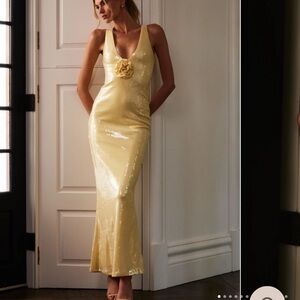 Yellow Sequin Meshki Dress Size L